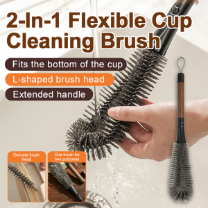 Cup Cleaning Cup Special Two-in-one Brush Long Handle Water Cup Insulation Cup Lid Remove Tea Stains No Dead Angle Cleaning Brush 二合一可弯曲清洁杯刷
