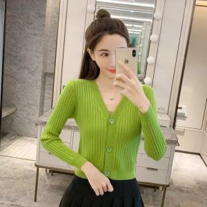 Áo khoác cardigan len dệt kim nữ kiểu cổ tim tay dài chất len gân phong cách Ulzzang Hàn Quốc trẻ trung phong cách