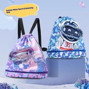 TUmama Trẻ em Túi bơi khô ướt tách không thấm nước Túi Buggy dài bé trai và bé gái Ba lô phim hoạt hình Ba lô bãi biển mùa hè Essential