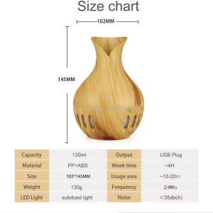 Ultrasonic Aroma Diffuser Home Mist Maker Humidifer Air Purifier LED Light Vase Shape / Pewangi Udara