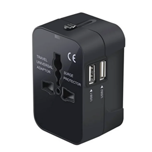 Universal Travel Adapter Worldwide All in One Power Plug Adapter with Dual USB Ports for US EU UK Cell Phone Laptop