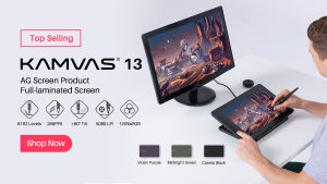 【HUION OFFICIAL STORE】HUION KAMVAS 13 Graphics Drawing Tablet with Full-Laminated Screen Android Support Battery-Free Sylus Tilt 8 Press Keys13.3inch Pen DisplayBlackno stand