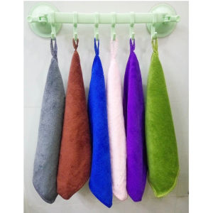 Set 10 khăn lau có móc treo đa năng 30x30cm sợi Microfiber mềm mịn