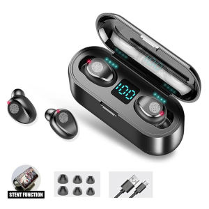 Wireless Bluetooth Stereo Earbuds F9 Touch Control 5.0 TWS Waterproof Headset LED Display Pigfly