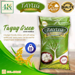 Tayug Green Good Ramble Rice 25kg. A Budget Friendly Choice with Soft Eating Quality and Savory Taste. Can be Used for Congee Lugaw Recipes as Well. Freshly Milled from Tayug Pangasinan Local Farmers Support Local Farmers - KZL AP&AT-NEW