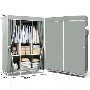 iETH 130 ซม3ช่อง - ตู้เสื้อผ้าพับ ป้องกันฝุ่นความชื้น โครงเหล็กแข็งชั้นปรับได้ สำหรับคอนโดไทย