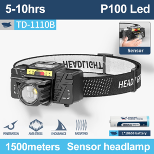 Smiling Shark Original Rechargeable Headlight TD1110 Sensor Induction Head Lamp Super Bright Head Flash Light Waterproof Outdoor Camping Fishing Riding Hiking Lighting Flashlight