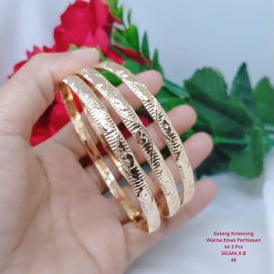 Gelang Tangan Kroncong Wanita Titanium Xuping Perhiasan Aksesoris Fashion Lapis Emas Anti Karat GK14