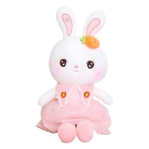 IPIE2 Soft Material Rabbit Plush Toy PP Cotton Filled Short Plush Stuffed Animal Lovely Design Flower Skirt Rabbit Doll Kids Gift