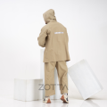 ZOTTA Jas Hujan Raincoat Anti Rembes Pria Wanita Setelan Celana Cream. 