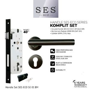 Handle Pintu Set SES ECO SE 01 BM + Body Kunci SES ECO E2030 - 40mm BM
