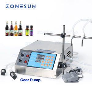 ZONESUN Double Head Gear Pump Semi Automatic Plastic Bottle Water Filler Perfume Juice Milk Liquid Filling Machine ZS-YTPP2W