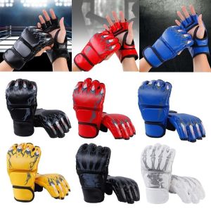 SHIRUI 1Pair Professional Boxing Gloves Half Finger Versatile Kickboxing Gloves Leather Cushion Training Gloves for Adult Sanda Boxing UFC Training