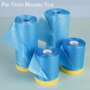 1PCS Pre-Taped Masking Film Plastic Sheeting Automotive Washi Tape No Residue Painters Plastic Drop Cloth for Painting