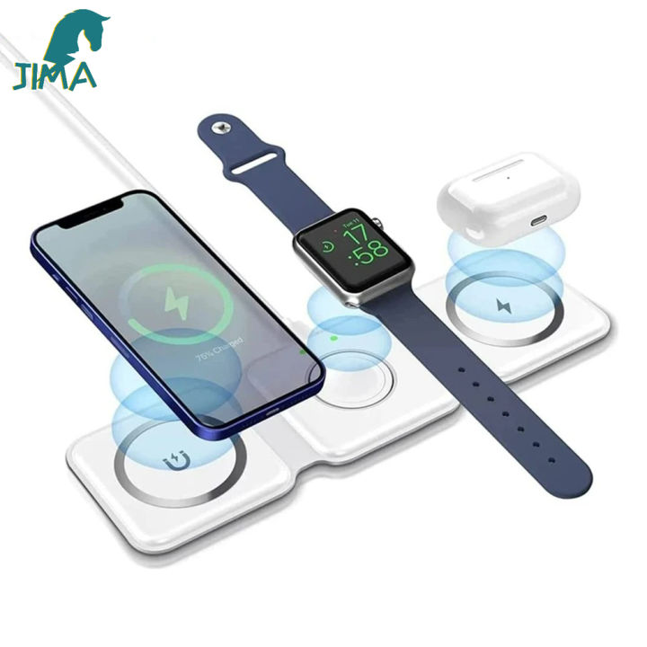 JIMA 3 In 1 Wireless Charger 15W Magnetic Charging Pad Foldable Induction For iPhone 14 13 12 11 XS XR 8 Apple Watch 8 7 Airpods Pro