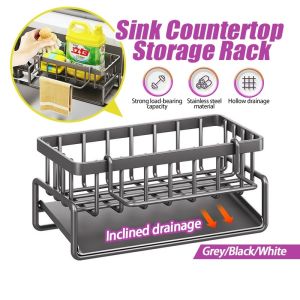 Kitchen Sink Countertop Storage Rack 304 Stainless Steel Sponge Cloth Drainage Holder Drain Basket