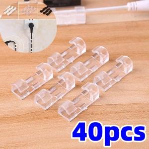 40Pcs/pack Adhesive Wire Cable Management Clip Plastic Wall Desk Cable Organizer