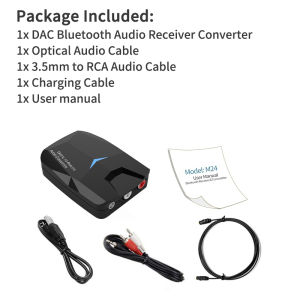 VAORLO Bluetooth Receiver DAC Digital to Analog Audio Converter 3.5mm AUX RCA Stereo Optical Coaxial Wireless Adapter For Car/T V/PC Amplifier PS4