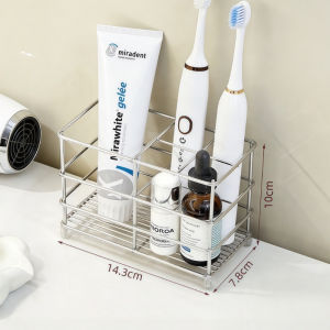 Stainless Steel Toothbrush Holder Drainage Bathroom Storage Rack Countertop Organizer Home Stand