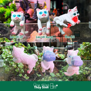 Mèo Leo Hồ Cá | Tượng Trang Trí Hồ Cá Hồ Bán Cạn Hồ Thủy Sinh | 8m2