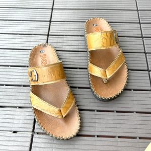 Dép xỏ ngón nam quai ngang nam da bò dép kẹp nam cao cấp KINSON SHOP bảo hành 12 tháng