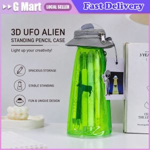 Creative UFO Alien Spaceship Pen Bag Painful Doll Storage Funny Toy Bag Student Transparent Stationery Bag
