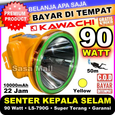 [COD] Senter Kepala Selam Kawachi 90w 90 Watt Hi Tech LED Super Terang LS-790G Waterproof Lithium Cas Recas Rechargeable Isi Ulang Tahan Lama 22 Jam 10000 mAh Outdoor Headlight Diving Flash Light Selam Nyelam Berburu Laz COD Bisa Bayar di Tempat Sasa Mall