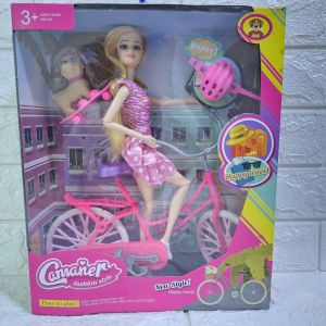 BENDABLE JOINTS GIRL DOLL TOY WITH BICYCLE TOY FOR KIDS