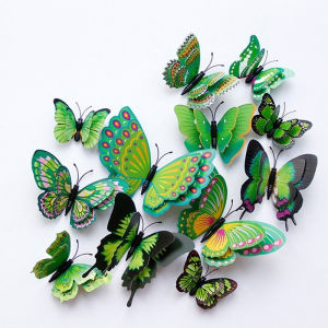 12Pcs Double Layer Colorful Butterfly Wall Stickers Home Room Decor 3D Butterflies For Wedding Decoration Magnet Fridge Decals