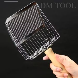 พลั่วครอกแมว ทําความสะอาดง่ายสแตนเลสลูกแมวตักครอก ทนทานวิจิตรหลุมไม้โลหะจับแมวห้องน้ําทําความสะอาดเครื่องมือสําหรับสัต