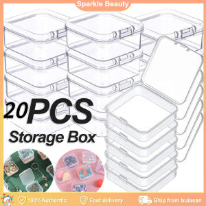 20Pcs Mini Storage Boxes Pins Jewelry Earplug Office Stationery Clear Clamshell Organizer Mini Storage Boxes