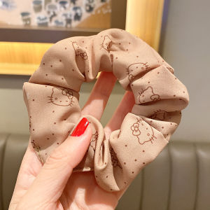 Dễ thương họa tiết hình gấu scrunchie dây buộc tóc cho phụ nữ vải mềm Băng đô co giãn lớn với thiết kế hoài cổ