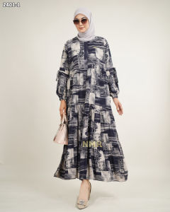NMR Midi Dress Rayon Viscose Kerut Vol 2401-1
