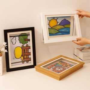 VELORUMH A4/A3 ic Flip Photo Frame Front Opening Changeable Flip Art Photo Frame Practical Elastic Straps Photo Storage Frame for Home Decoration