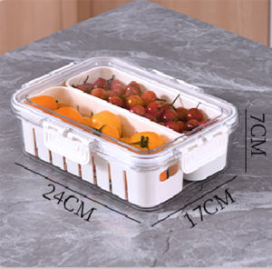 Lefang Food Storage Containers Stackable Refrigerator Organizer Bins with Lids with Removable Compartment Basket