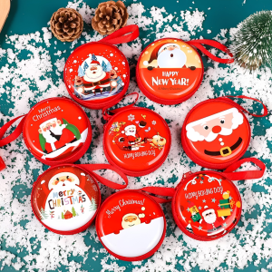 Kids Christmas Round Zipper Coin Purse - Perfect for Christmas Gift & Decoration Package Box Christmas