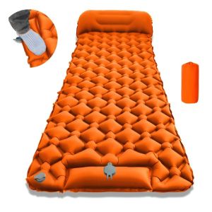 ENCOUNT 1Pcs Single Camping Air Mattress Ultra Lightweight TPU Foot Strap Pillow Portable Tent Sleeping Mat