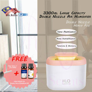 3300ML USB Air Humidifier Double Nozzle H2O Touch Screen Smart Humidifier Aroma Diffuser USB Ultrasonic Diffuser 香薰加湿器