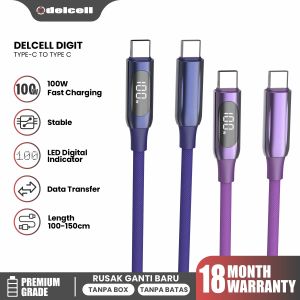 Delcell Kabel Zaxti Digit Kabel Data Fast Charging Type C to Type C Digital Display 100W