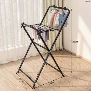 laundry rack Iron folding drying rack extra high black Foldable clothes drying rack Nordic style ins style