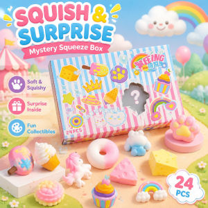 24 Pcs Slow Rebound Squishy Blind Box Soft Sensory Fidget Toy Stress Relief Reward Gift for Kids