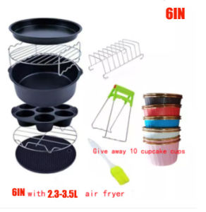 9pcs/set 6/7/8 Inches Air Fryer Accessories Pizza Tray Grill Toast Rack Insulation Pad 3.2QT-5.8QT Home Kitchen Parts
