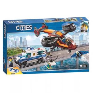 Đồ chơi xếp hình thành phố larii 11209 - Ô tô  trực thăng cảnh sát truy bắt cướp 424 mảnh