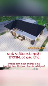 17x13m Bản Vẽ Thiết Kế Nhà Mái Nhật có tầng tum. In Giấy A3 ảnh 3D màu gồm Kiến Trúc Kết Cấu Điện Nước.