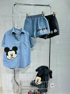 Set jean áo sơ mi hình Mickey có túi kèm quần - Xưởng May LTM-ms-104