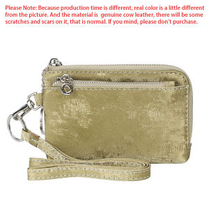 Royal Bagger Mini Leather Coin Purse with Keychain Multi Zipper Hanging Neck Clutch Wallet Portable Wristlet Card Holder 1736