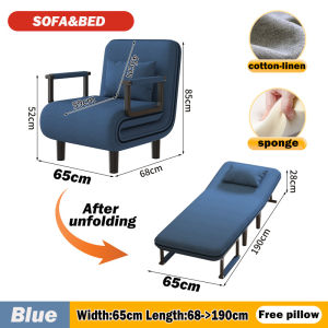 Gray two-seater sofa bed with armrests. Foldable design. Dimensions: 0.82m outer width 0.95m inner width 0.65m height. Fits in small spaces. Suitable for living rooms or guest rooms.