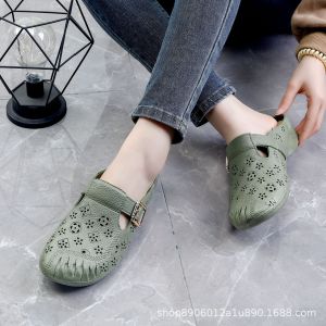 [Free Shipping] New half-enclosed slip-on sandals for women suitable for middle-aged and elderly soft-soled hollow sandals non-slip and waterproof indoor non-slip sandals