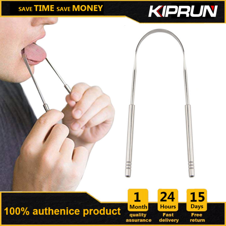KIPRUN Stainless Steel Tongue Scraper Reusable Tongue Brush Cleaning