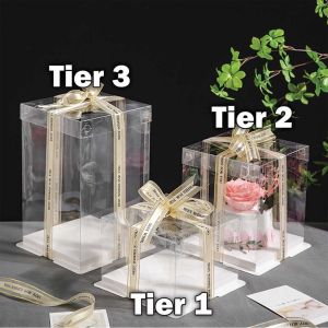 Extra Thick Cake Box Heighten Transparent Cake Box Birthday Gift Box Packaging White Base (4"/6"/8"/10"/12")